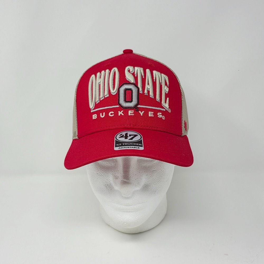 '47 Brand Ohio State Buckeyes Trucker Hat Cap Arid Red Adjustable Snapback NCAA